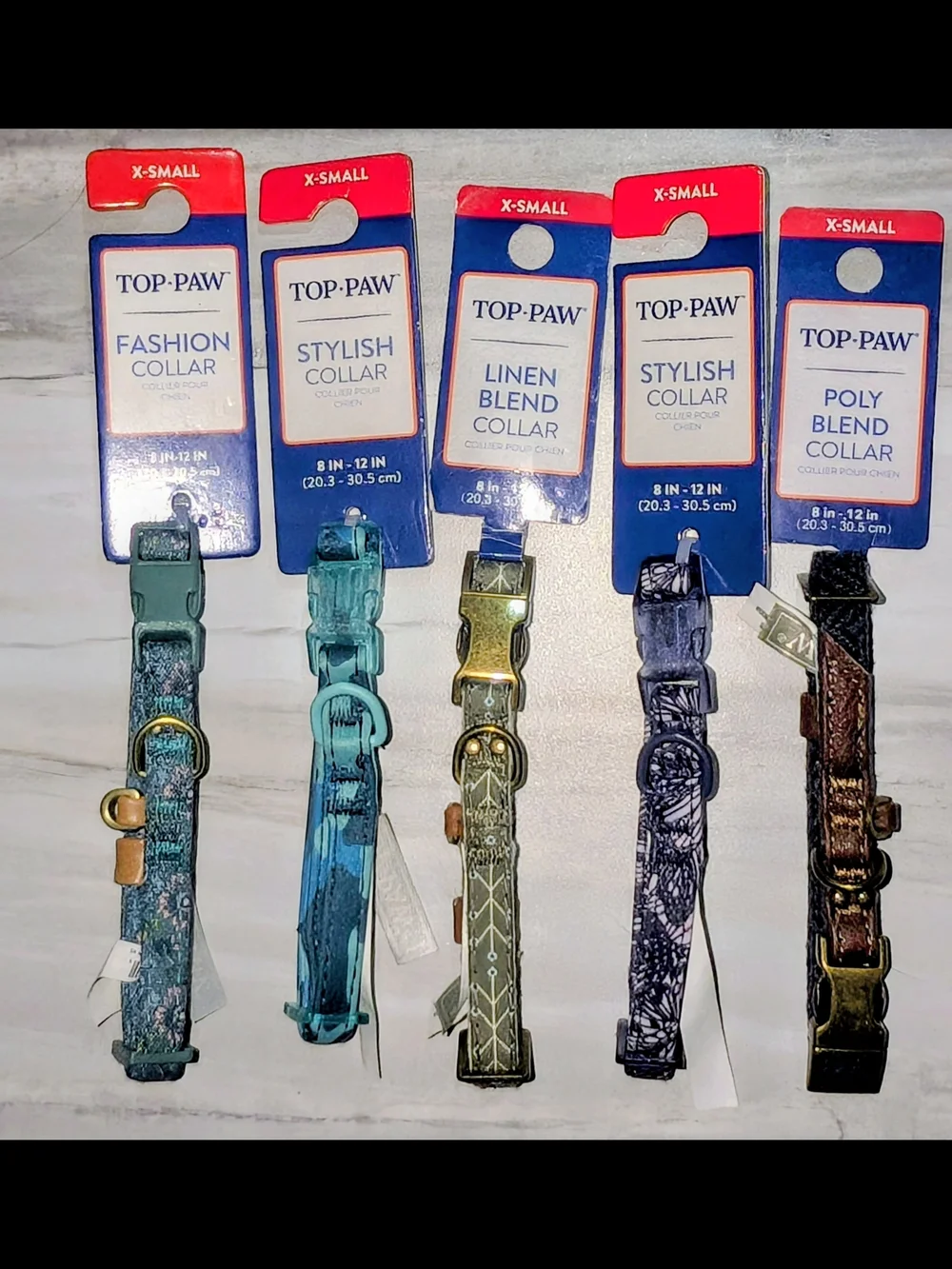 TOP-PAW X-SMALL Dog Collars (8-12 inch) - Lot of 5